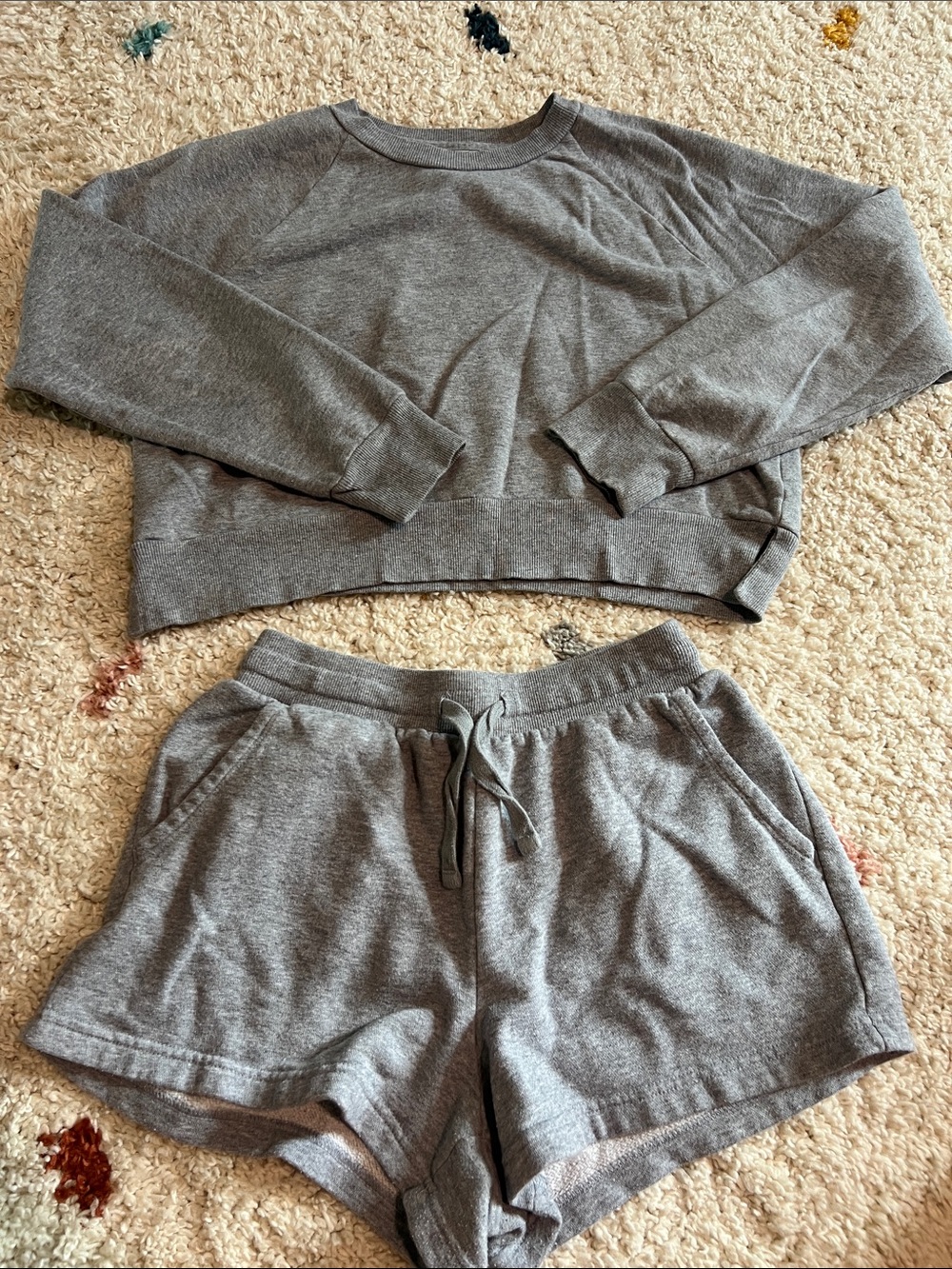 Cozy Grey Sweatshirt & Drawstring Shorts Set